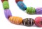 The Bead Chest Bright Multicolor Patterned Terracotta Beads 10-15mm Mixed Clay Large Hole 36 Inch Strand